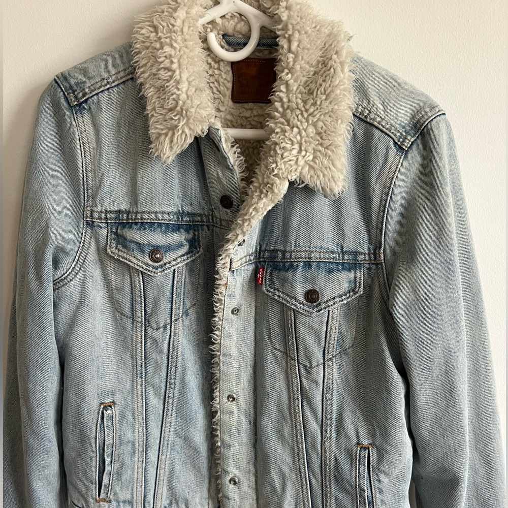 Levi's Denim Sherpa Jacket in Light Blue